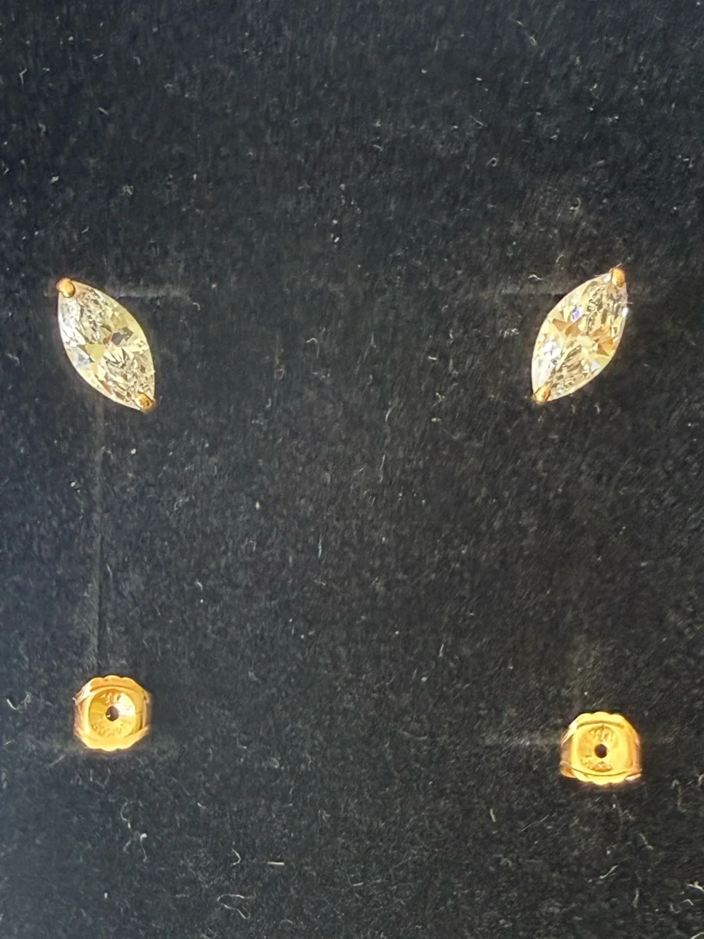 30% OFF 🏷️⚡️14K Solid Yellow Gold Marquise Cubic Zirconia Stud Earrings